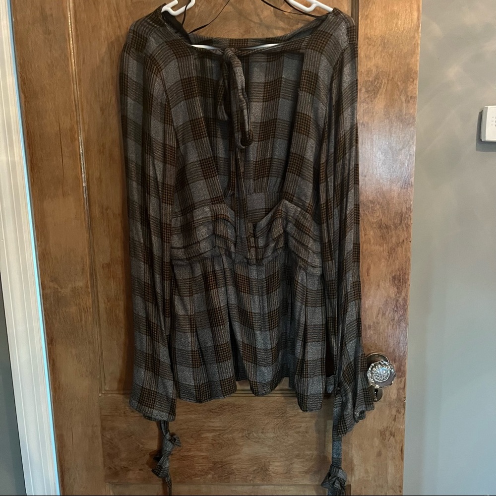 Something Navy Checkered Gingham Treasure Bond Top - image 5